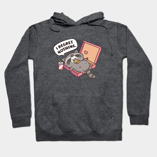 Cute Raccoon In Pizza Box I Regret Nothing Funny Hoodie by rustydoodle